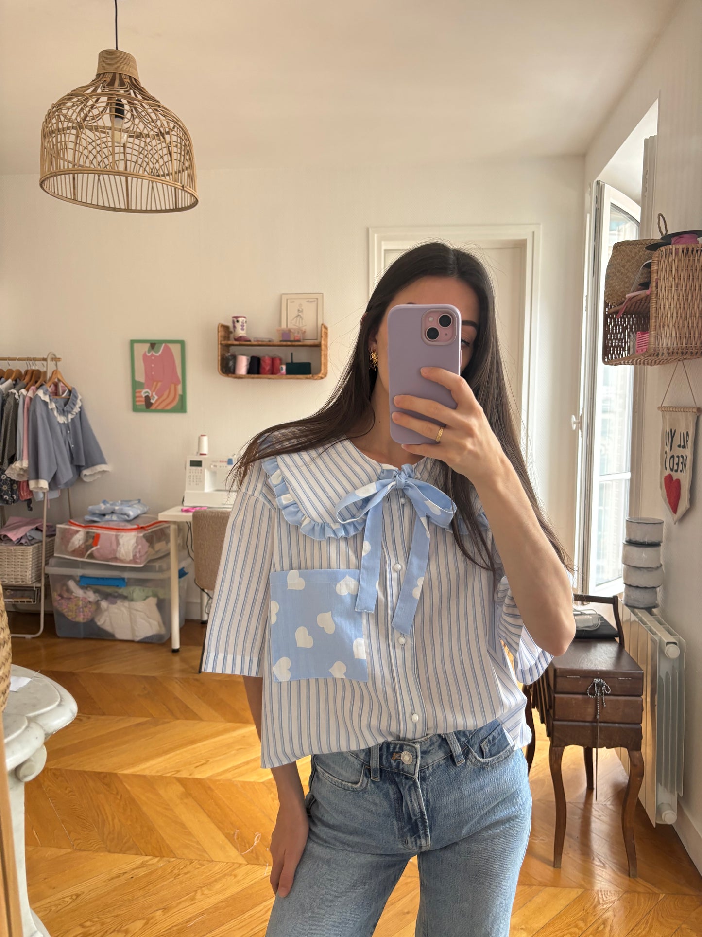 Solange col XL cœurs et rayures