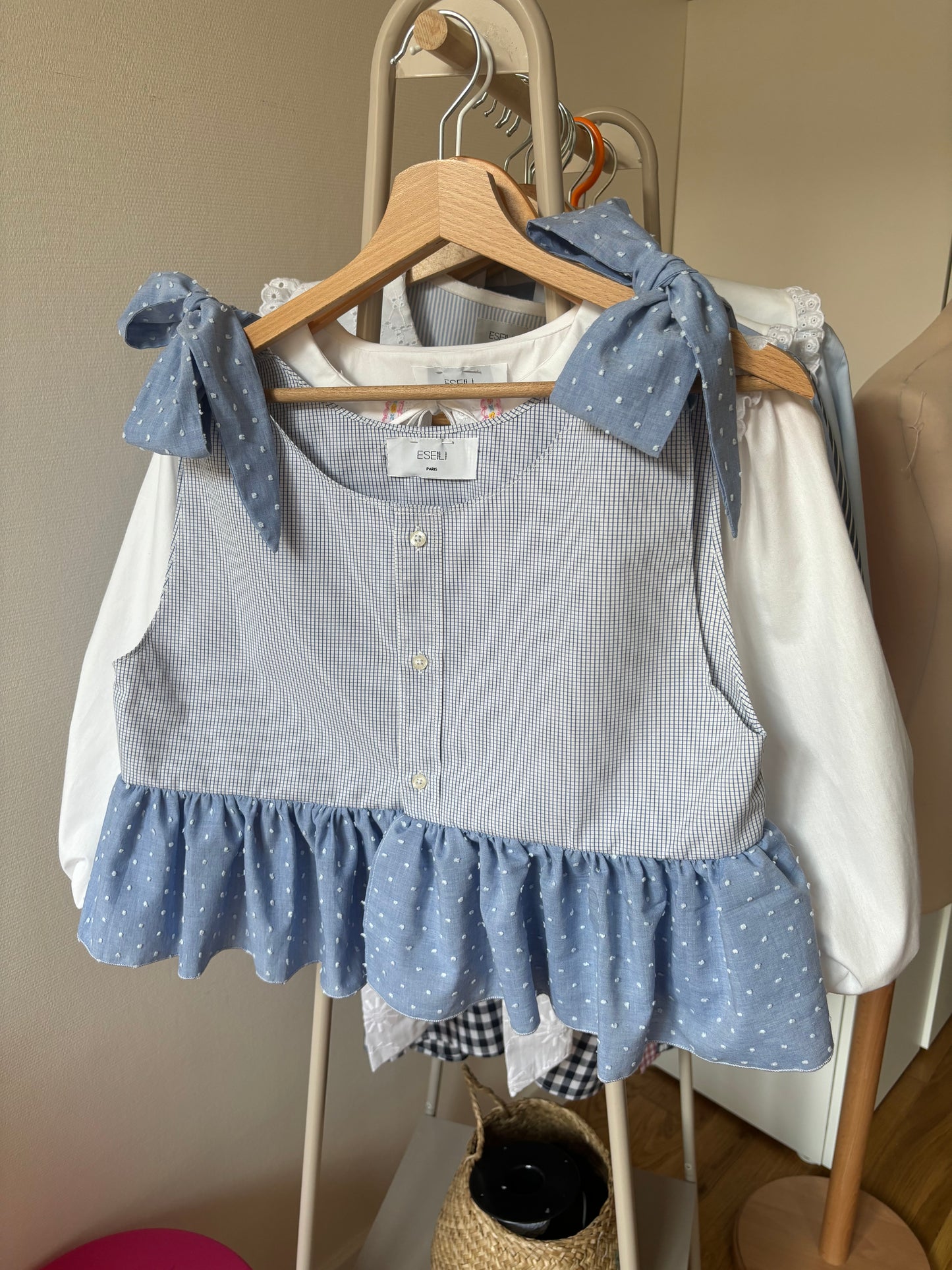 Solange top à noeuds plumetis