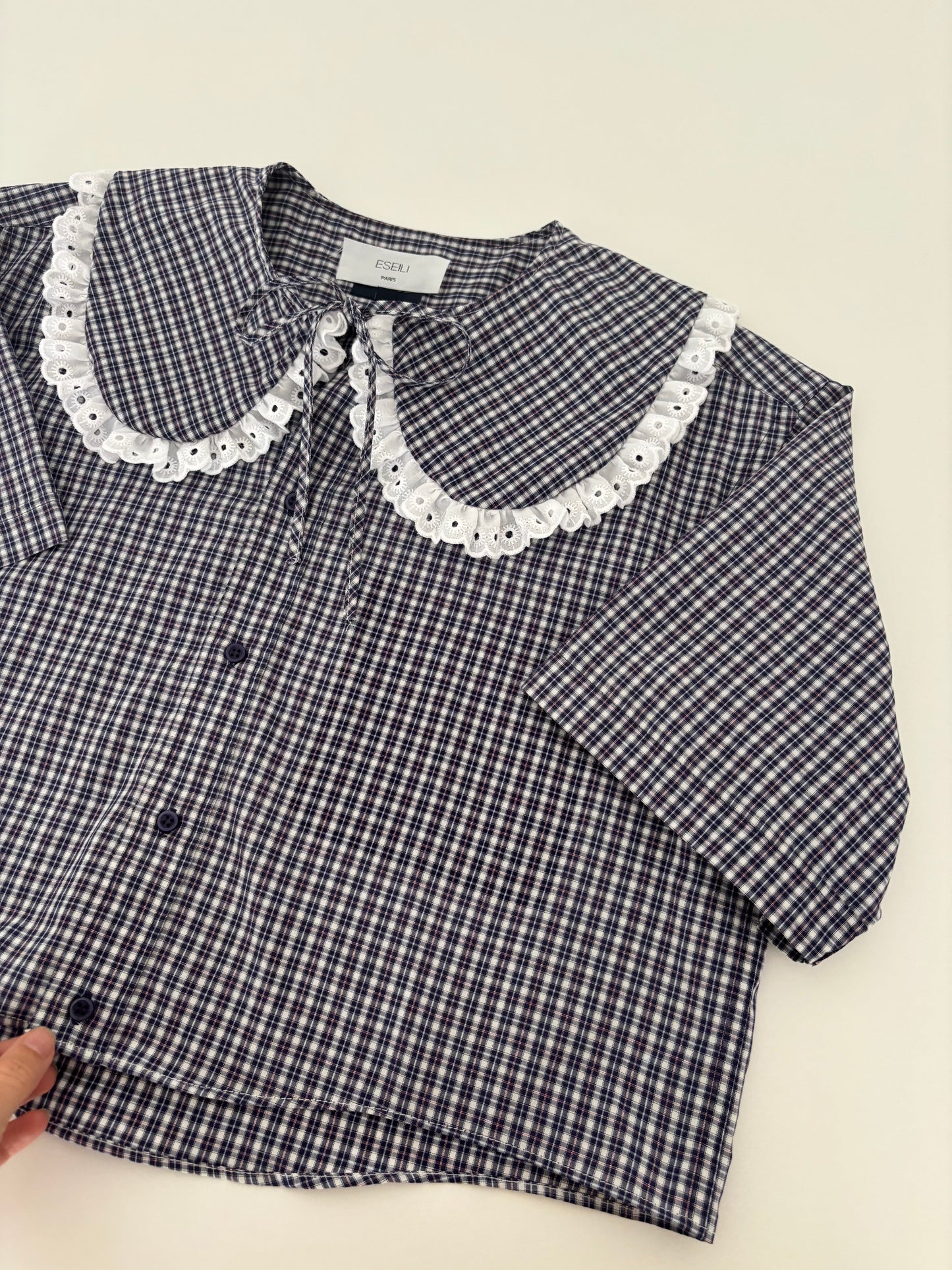 Solange crop à col XL à carreaux