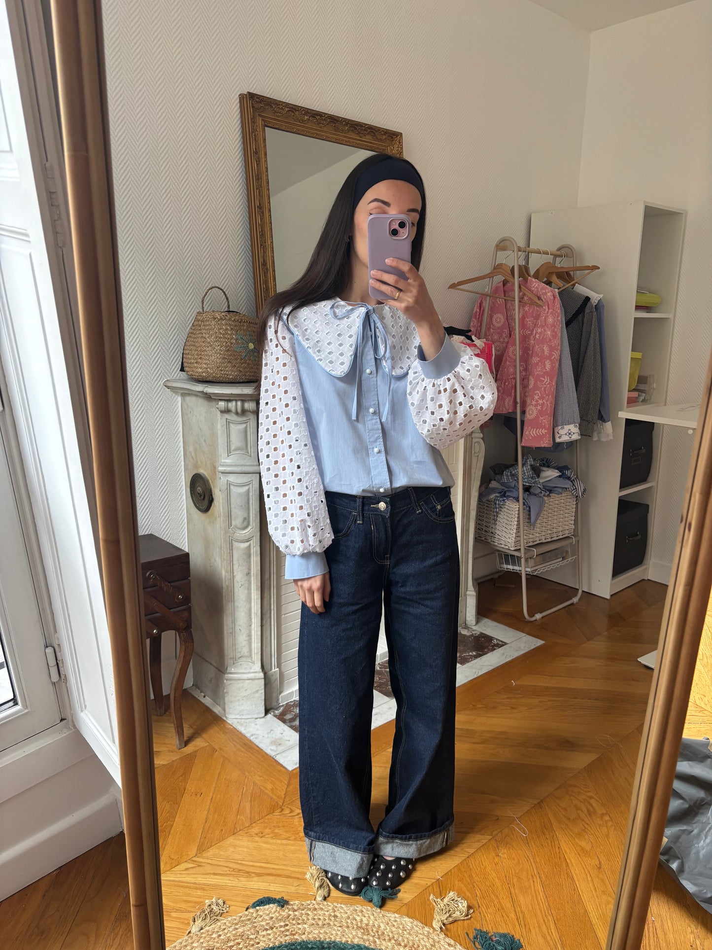 Broderie anglaise bleu