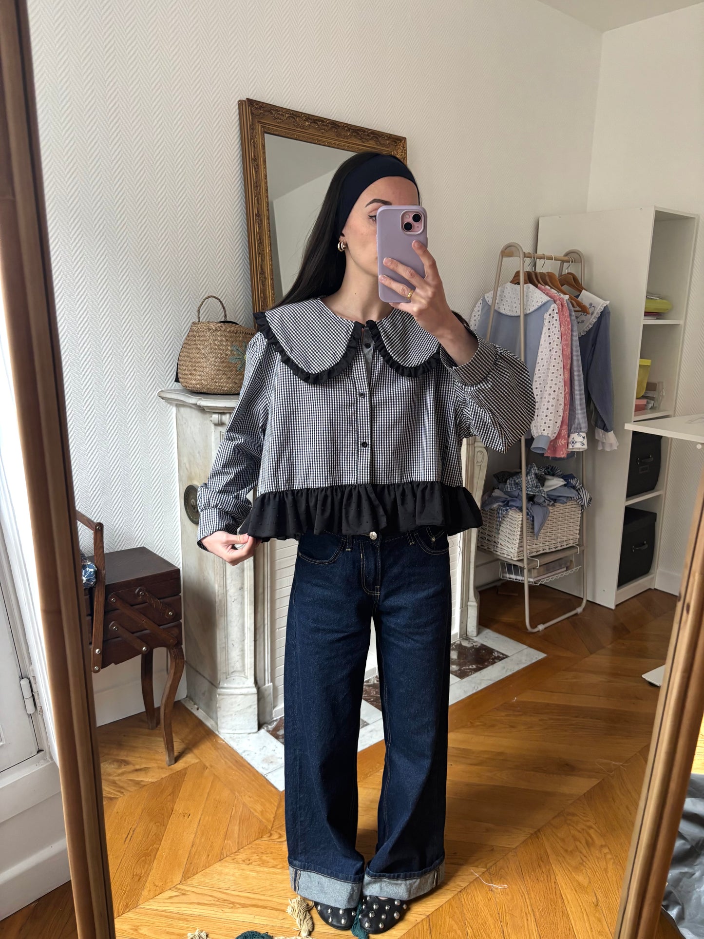 Col XL Vichy noir et blanc