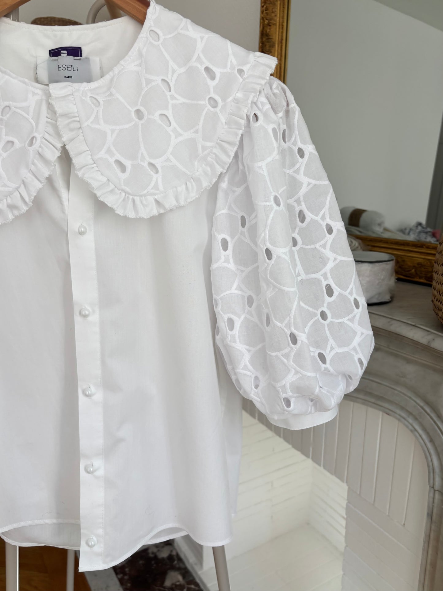 Elise col XL et broderie anglaise blanche