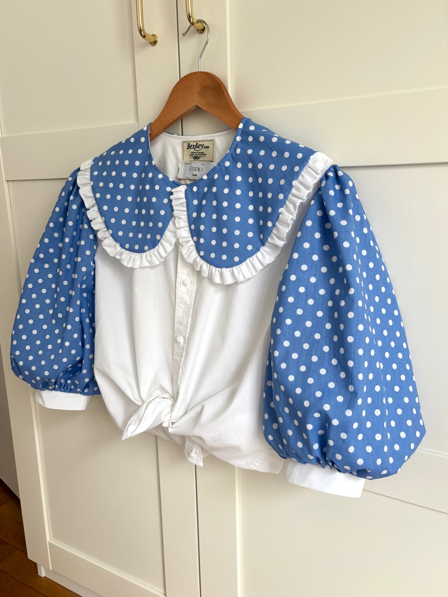 Solange col Xl et manches bouffantes à pois