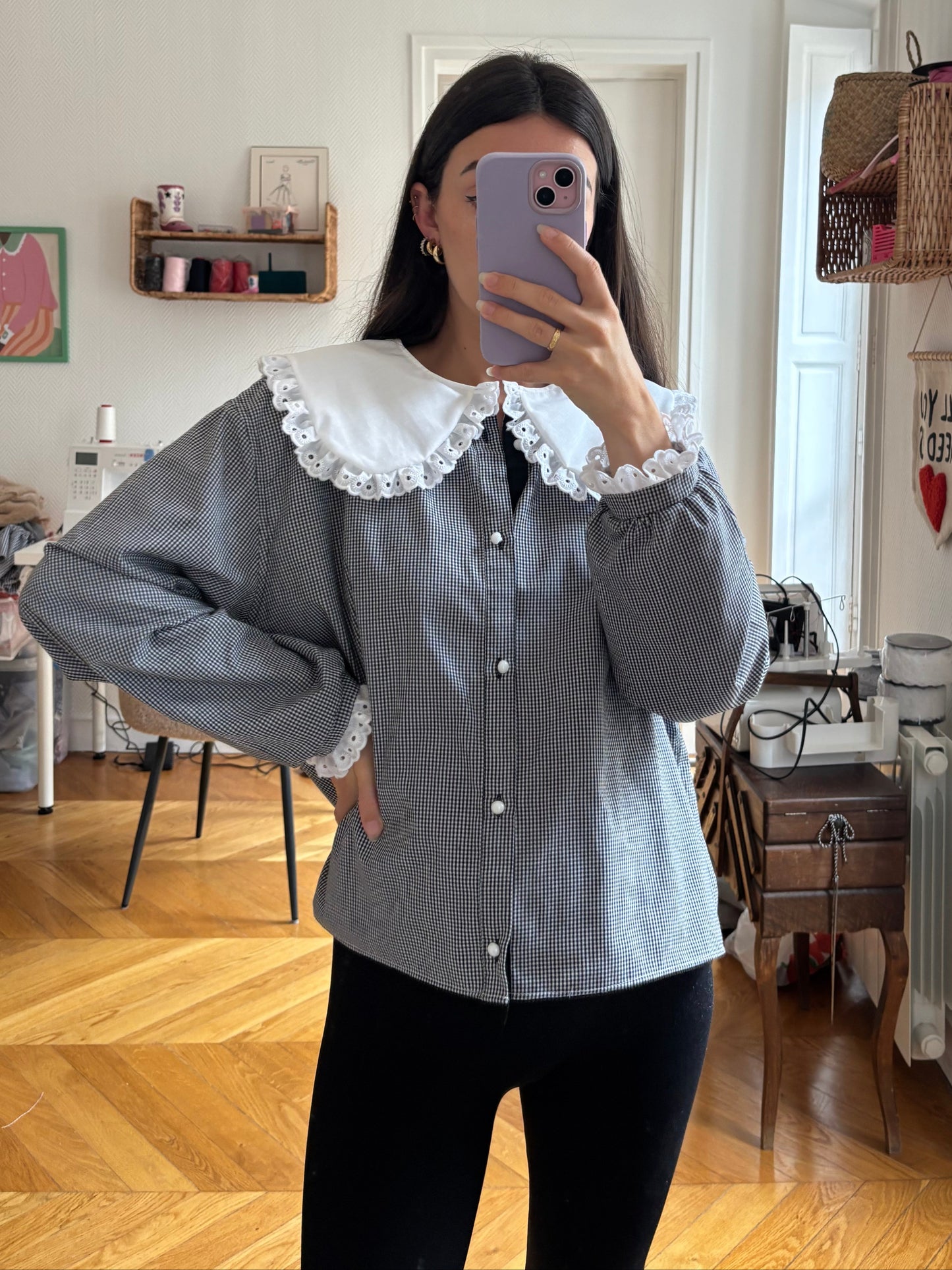 Solange col XL Vichy noir et blanc