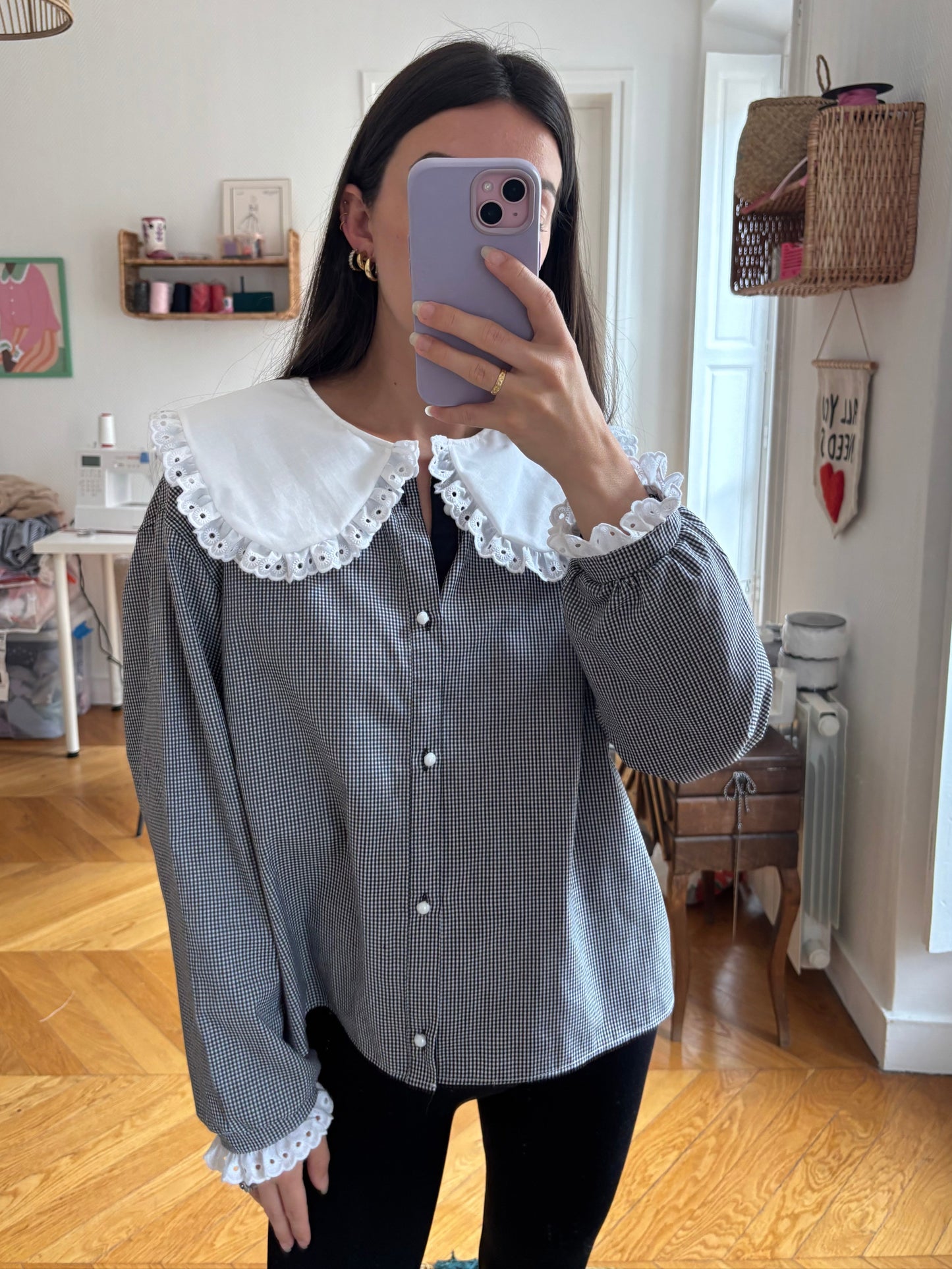Solange col XL Vichy noir et blanc