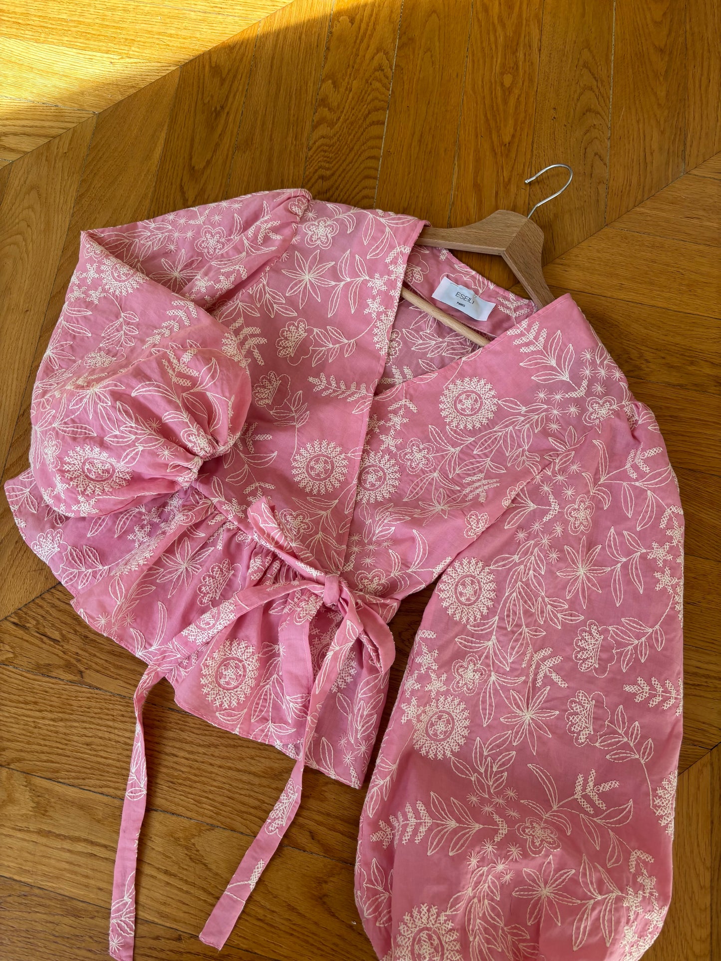 Cache-cœur Aimé rose brodé (pièce à la commande)