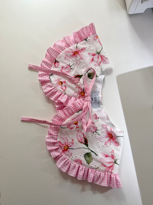 Col amovible broderie et vichy rose (made to order)