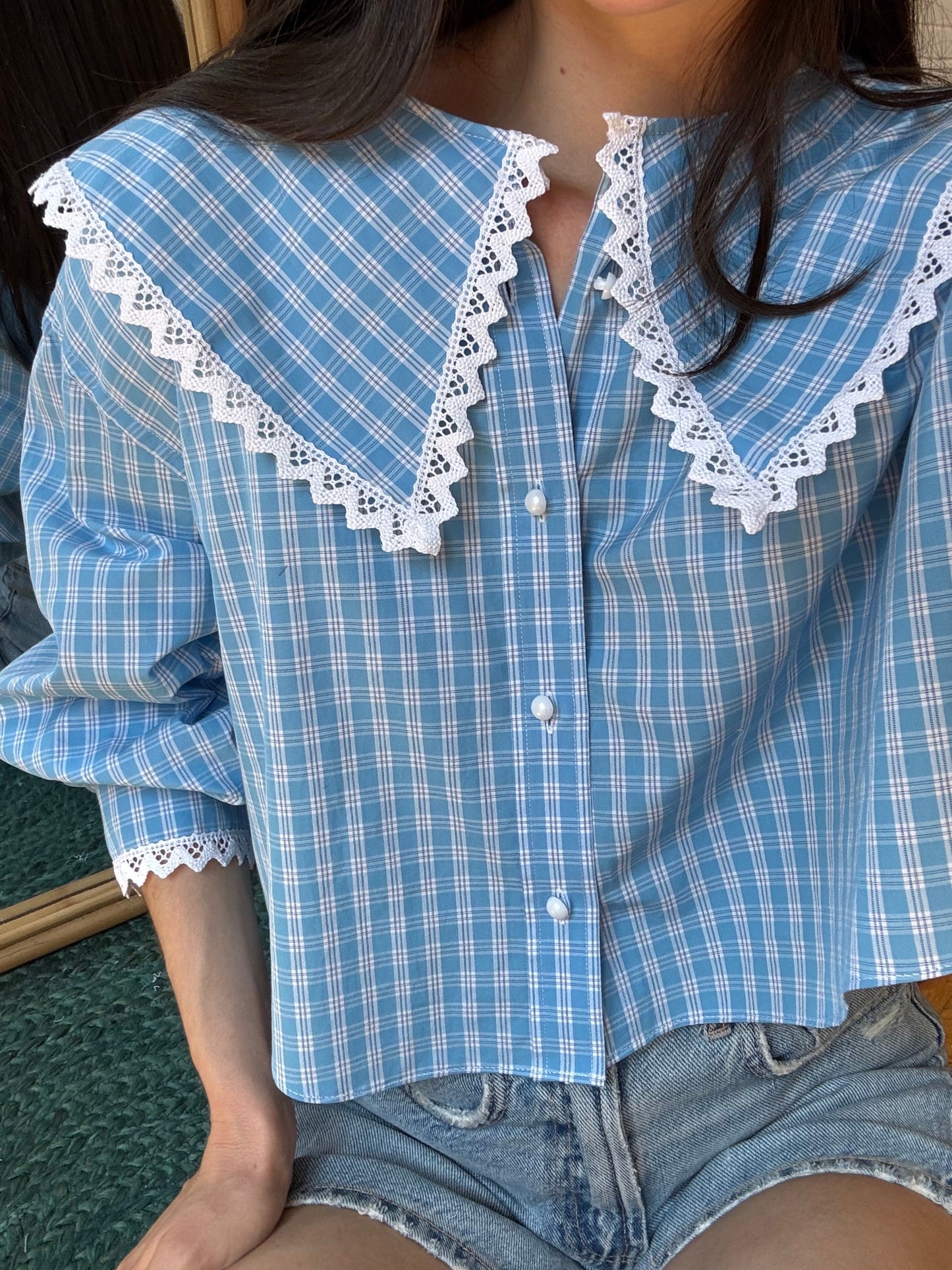 Solange col XL carreaux turquoises