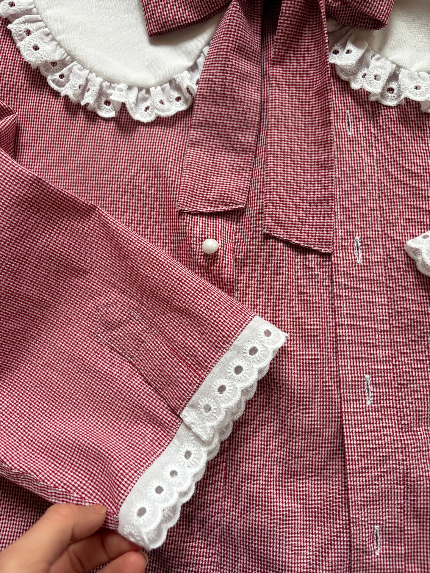 Col & noeud XL vichy rouge