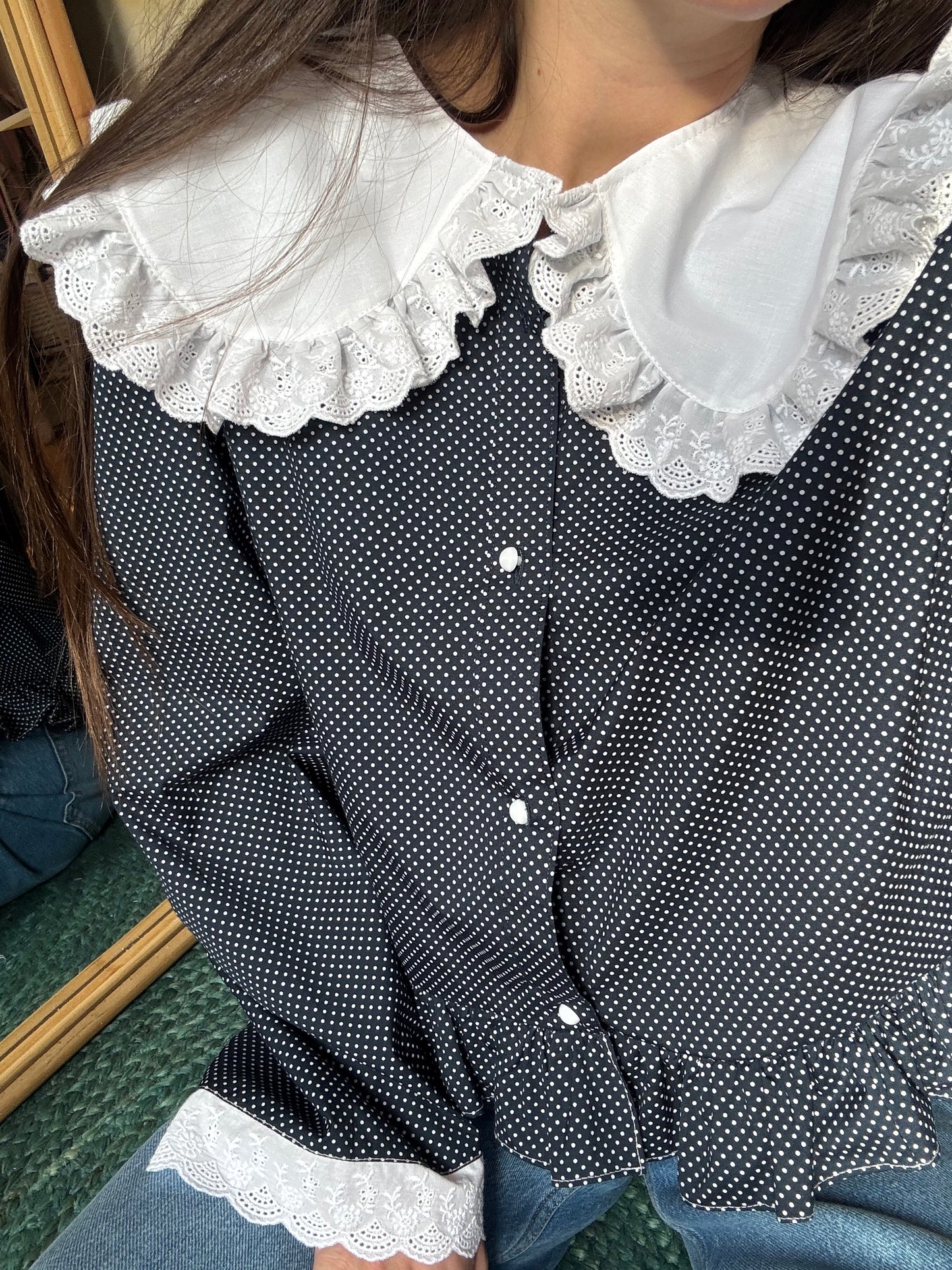 Solange col XL marine à pois