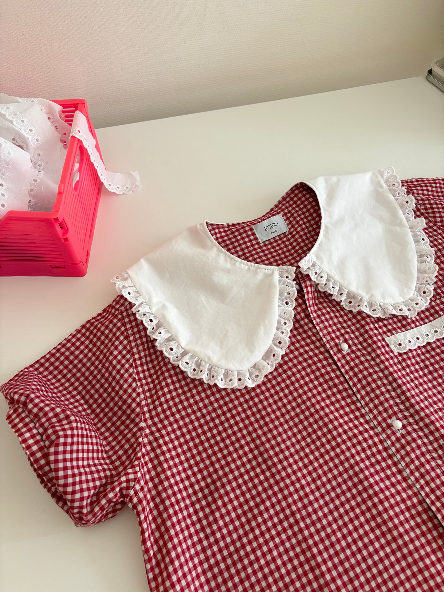 Solange vichy rouge col XL