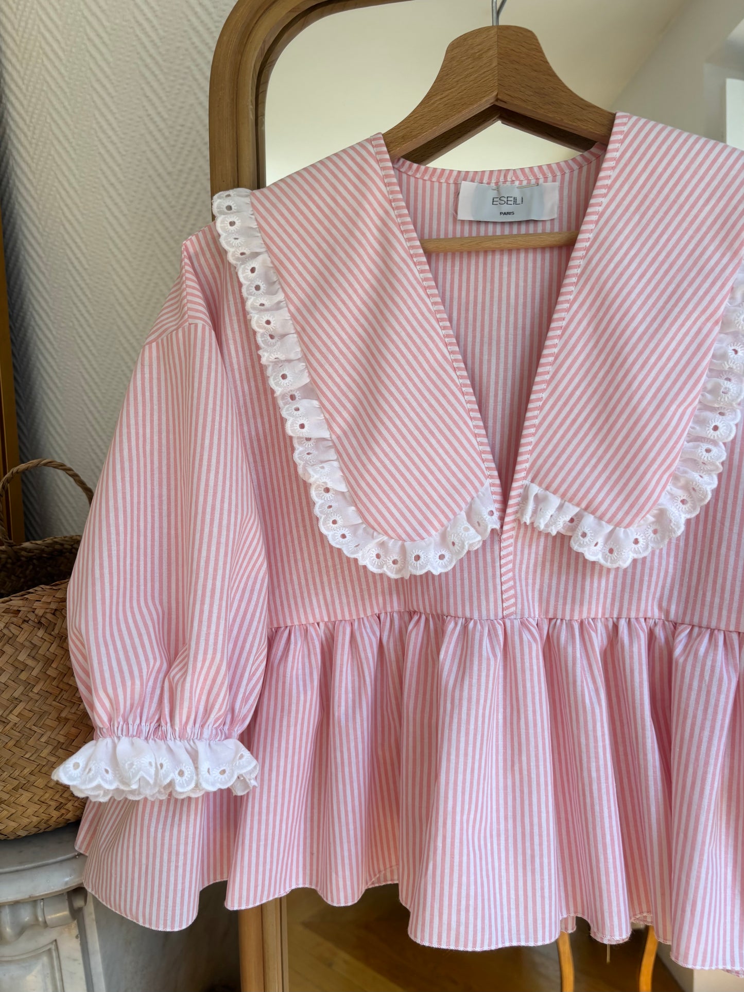 Vicky col XL rayée rose (pièce à la commande)