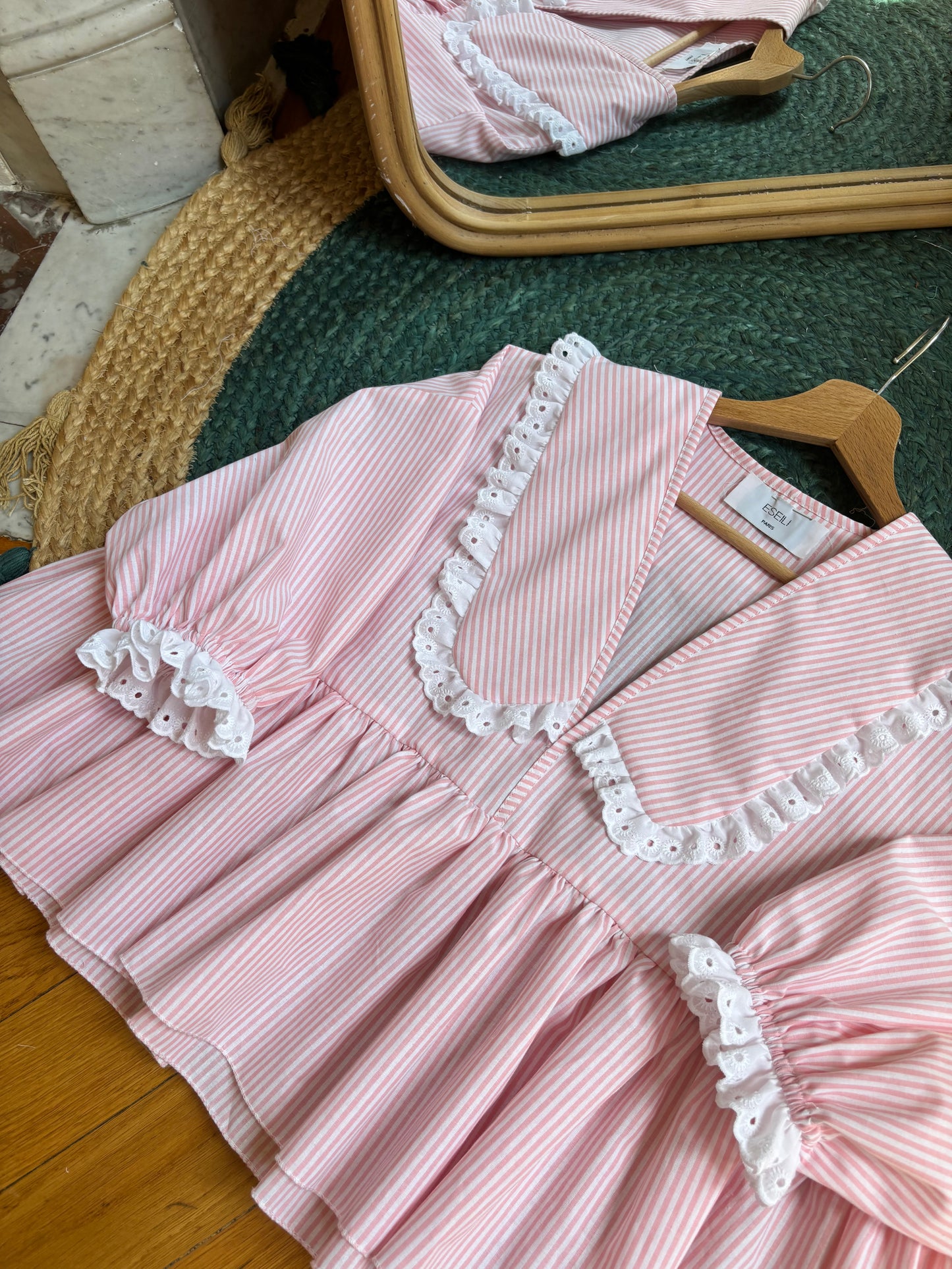 Vicky col XL rayée rose (pièce à la commande)