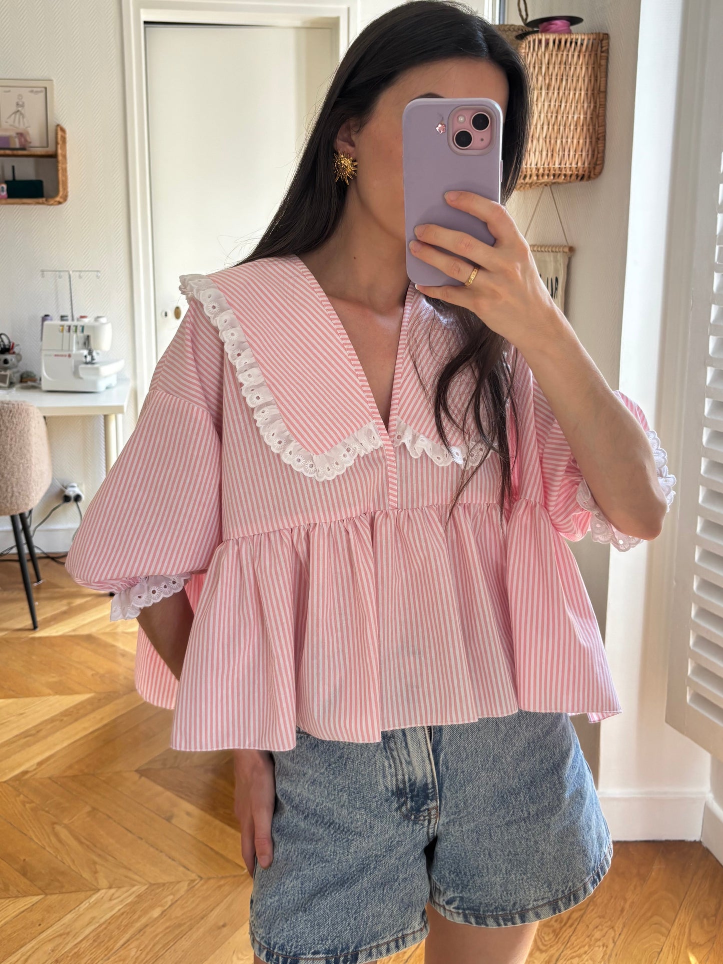 Vicky col XL rayée rose (pièce à la commande)