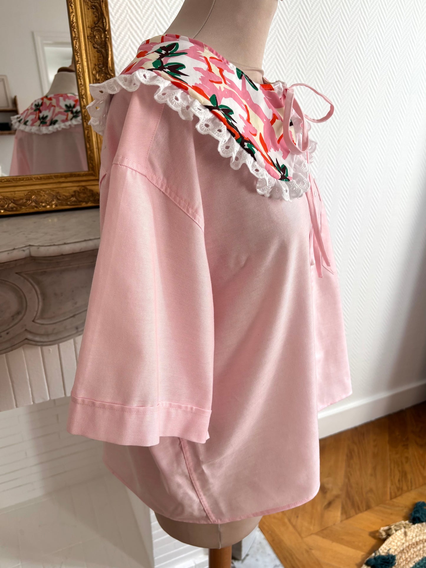 Solange col XL rose fleuri