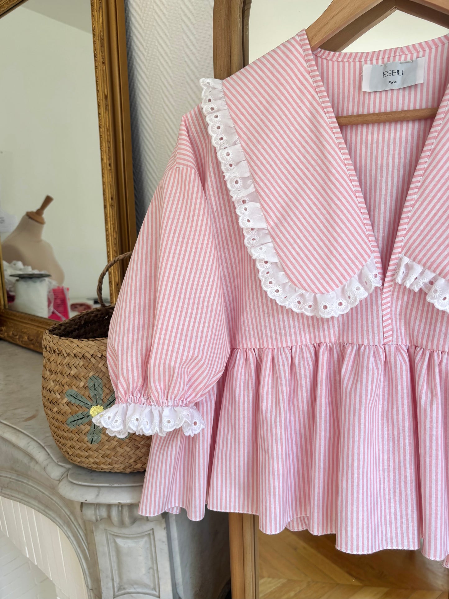 Vicky col XL rayée rose (pièce à la commande)