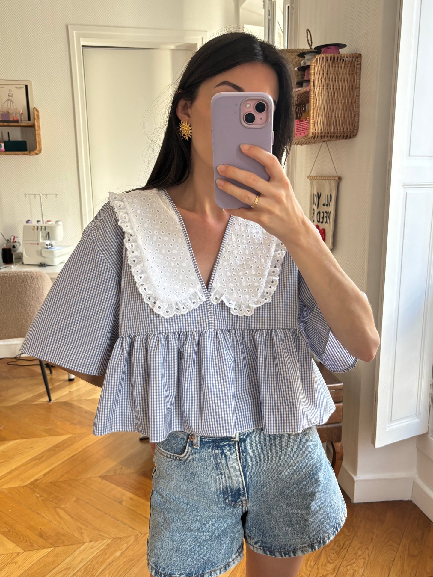 Vicky col XL Vichy bleu