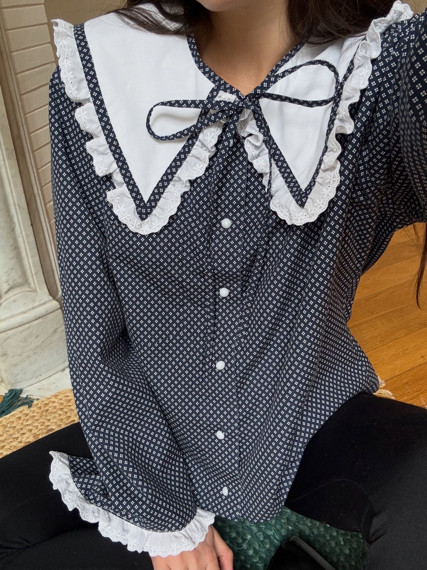 Blouse col XL à motifs