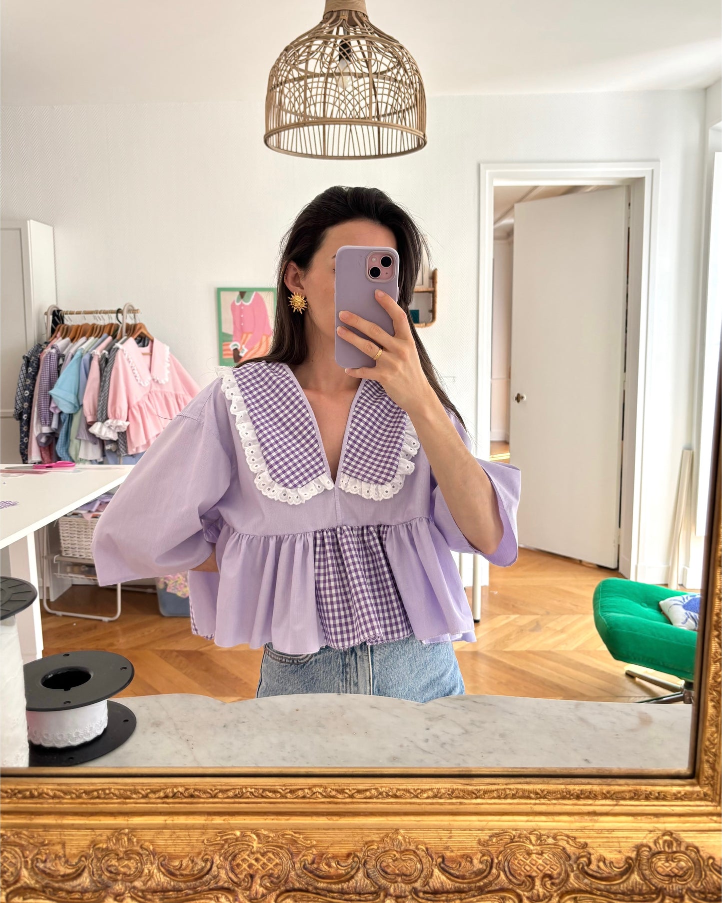 Vicky col XL vichy violette