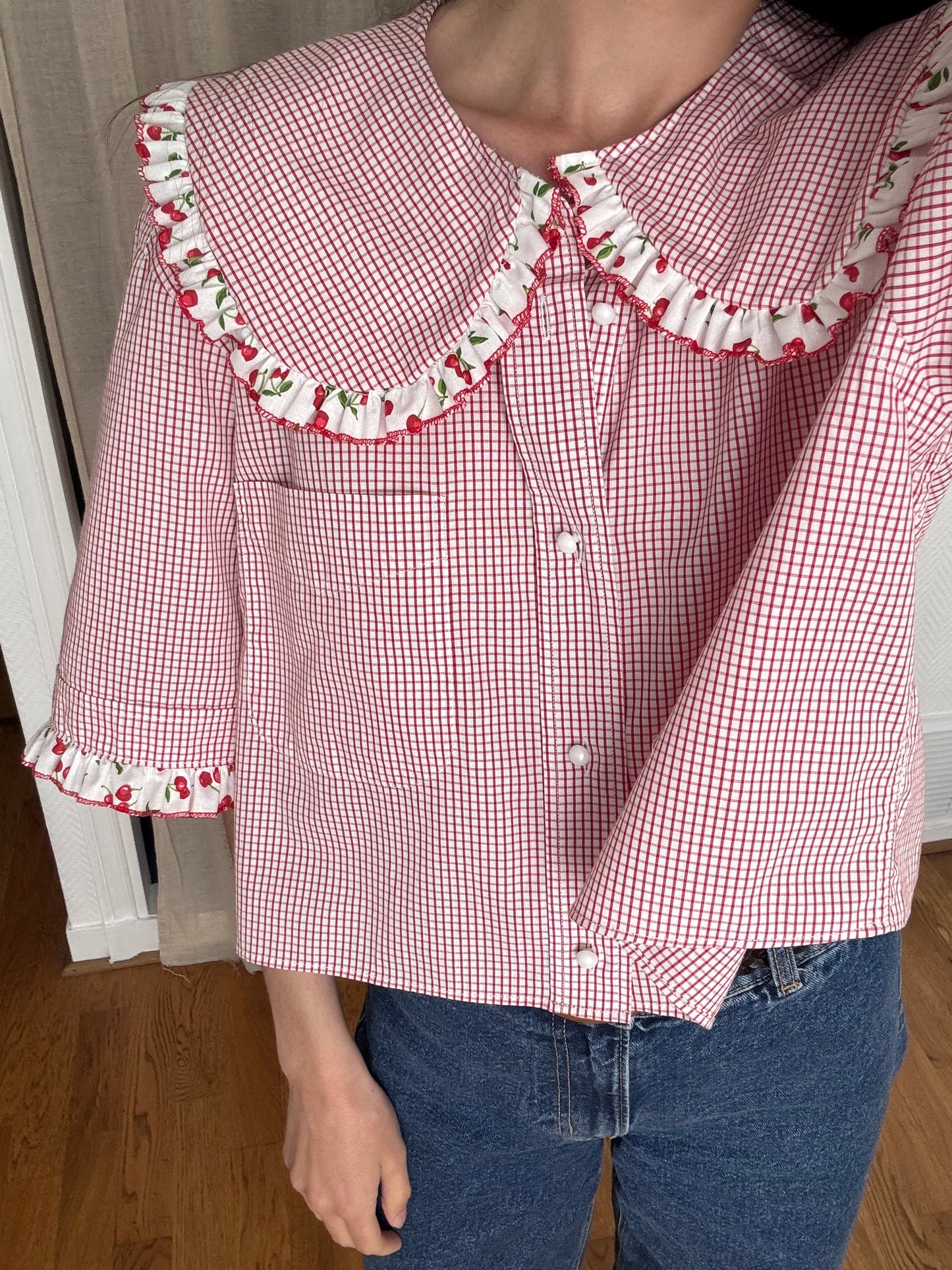 Solange col XL crop rouge cerise