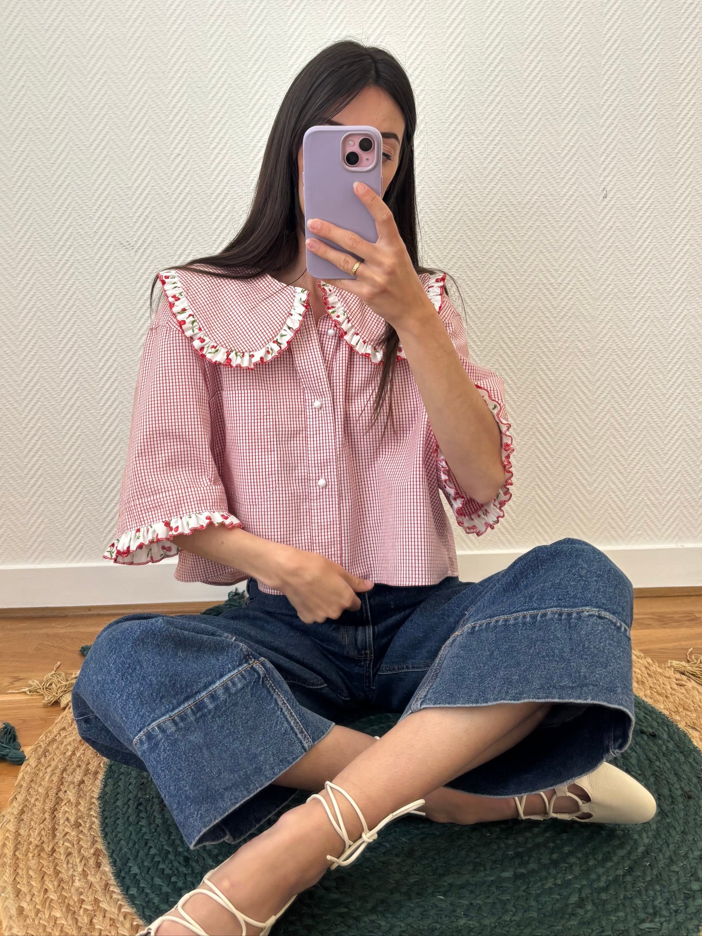 Solange col XL crop rouge cerise