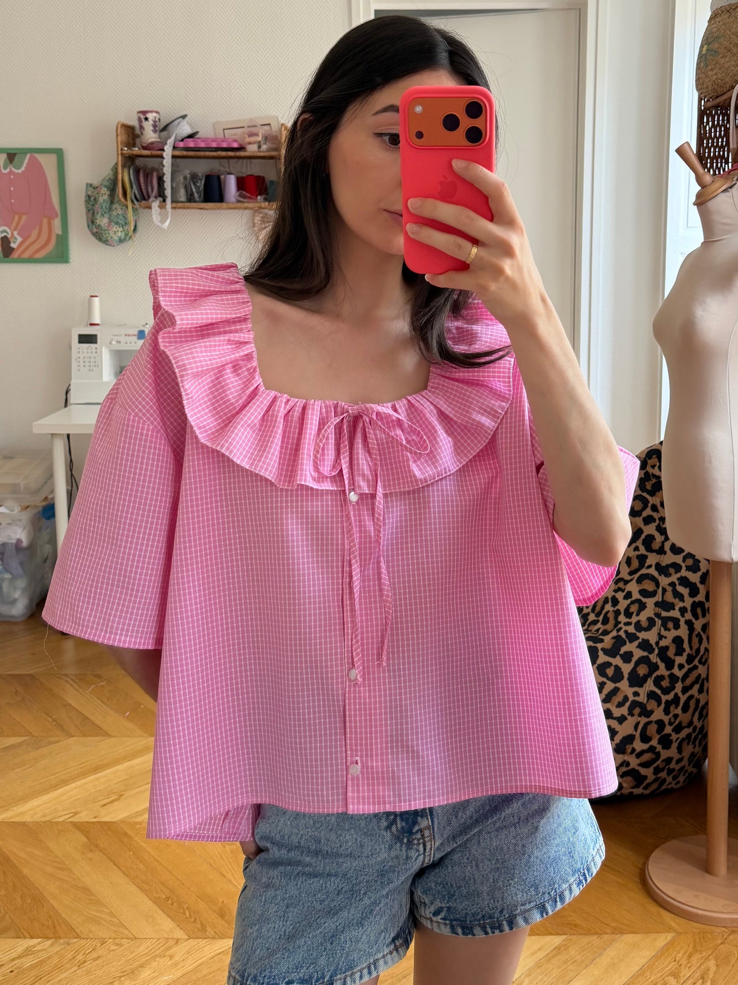 Blouse Carmen rose (made to order)