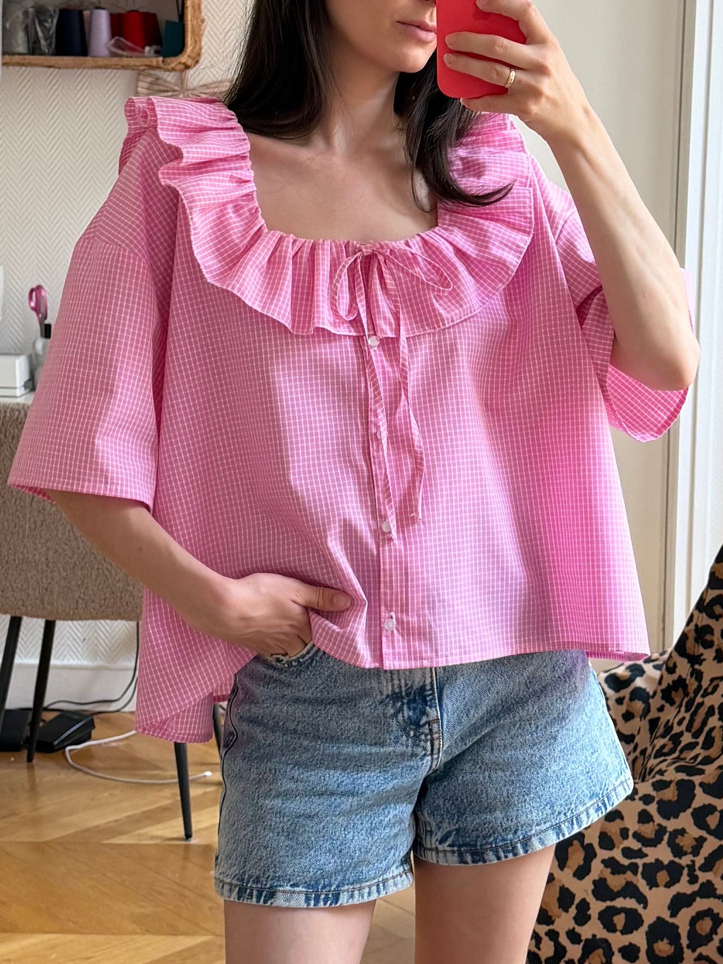 Blouse Carmen rose (made to order)
