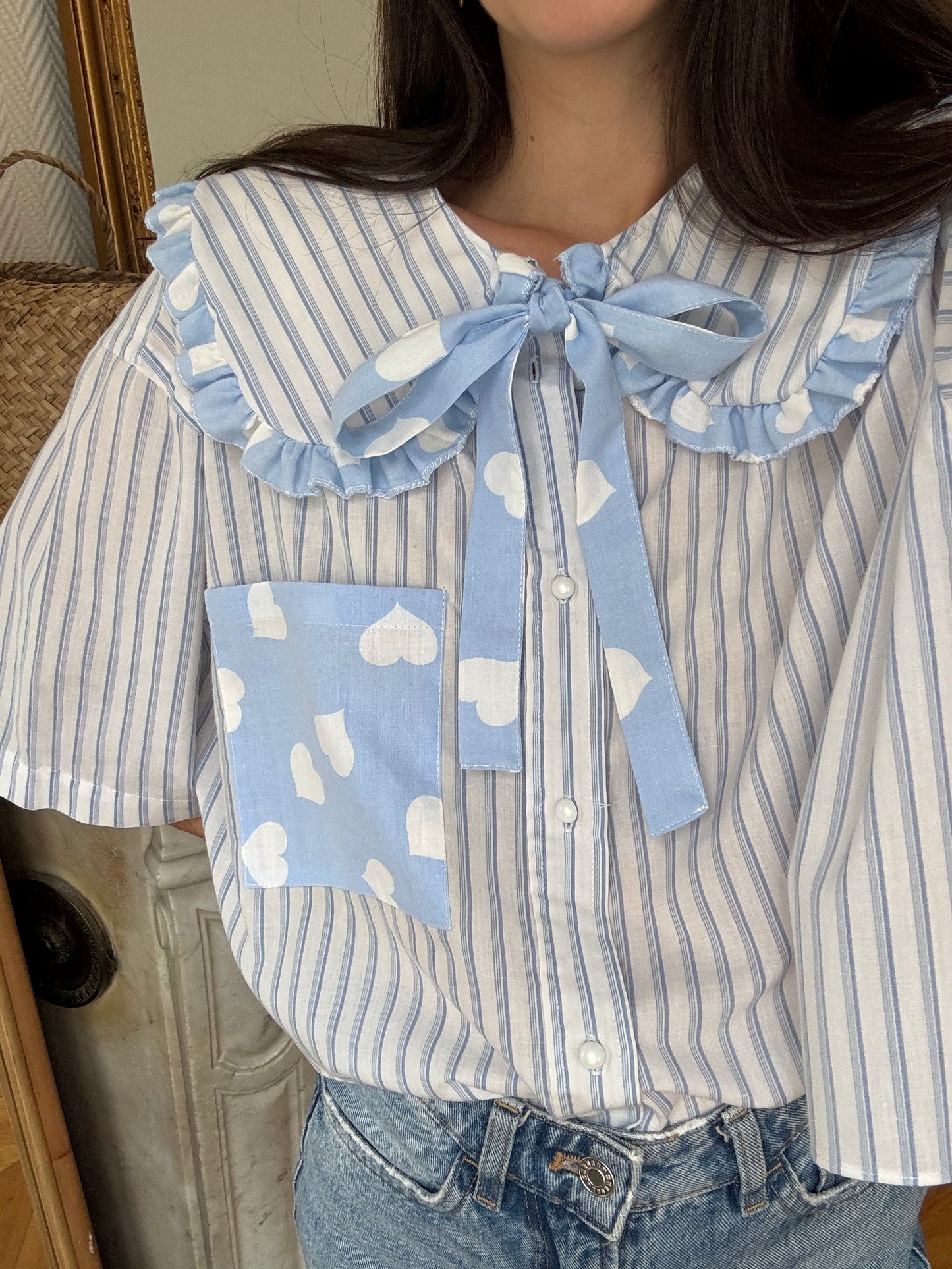 Solange col XL cœurs et rayures