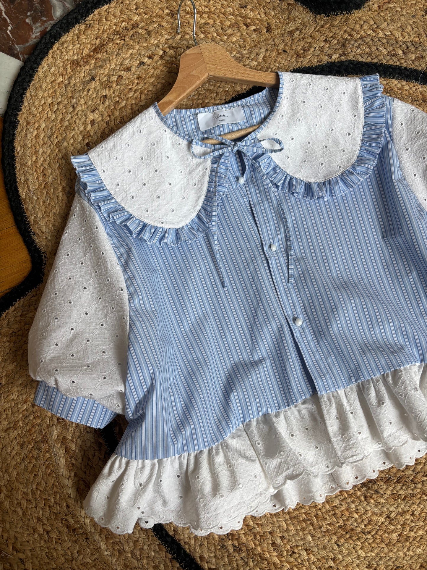 Blouse col XL et broderie anglaise vintage