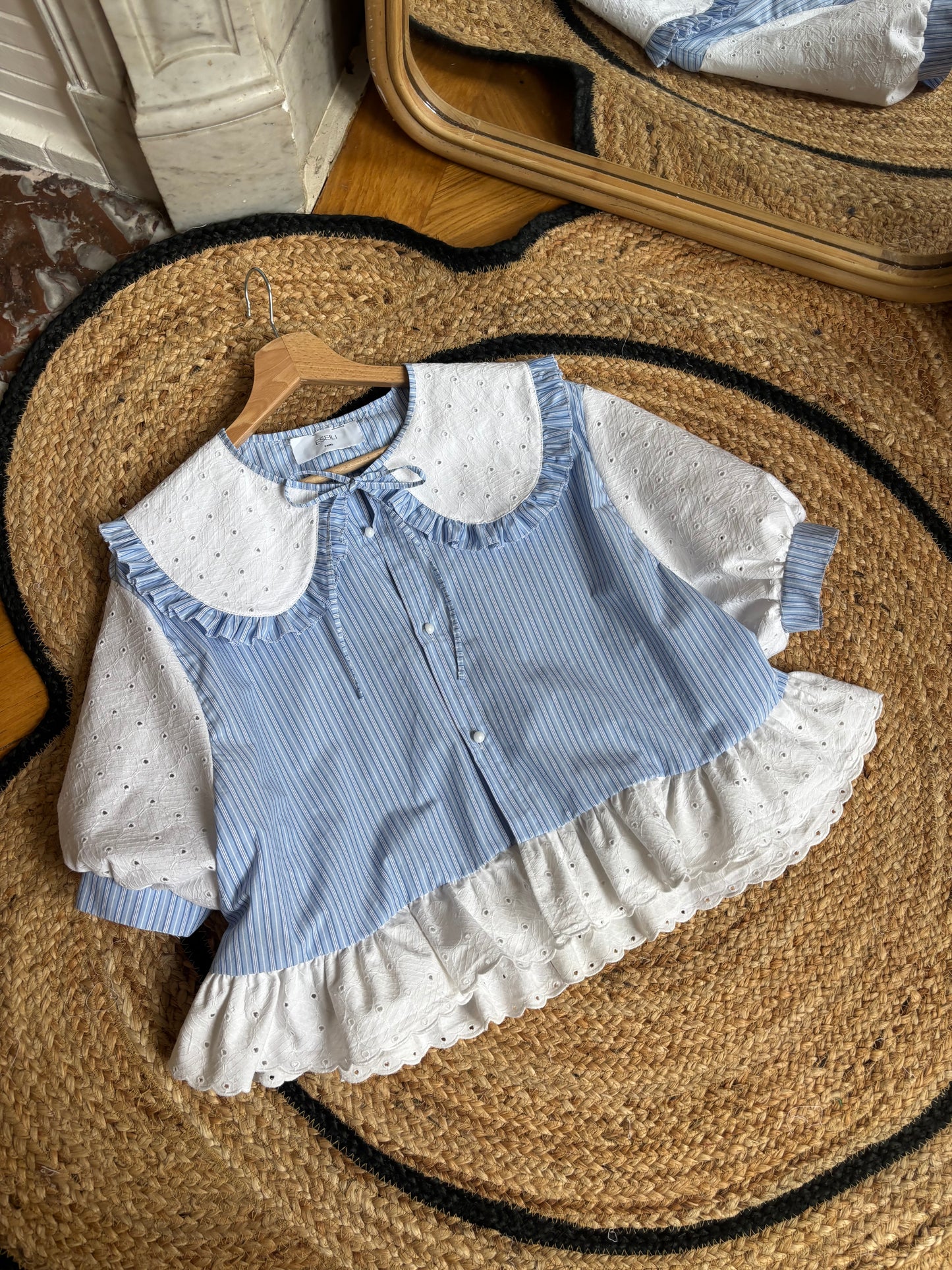 Blouse col XL et broderie anglaise vintage