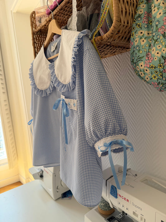 Solange col XL babydoll vichy bleu