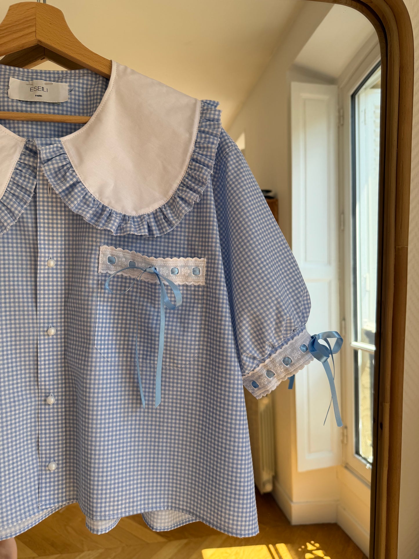 Solange col XL babydoll vichy bleu
