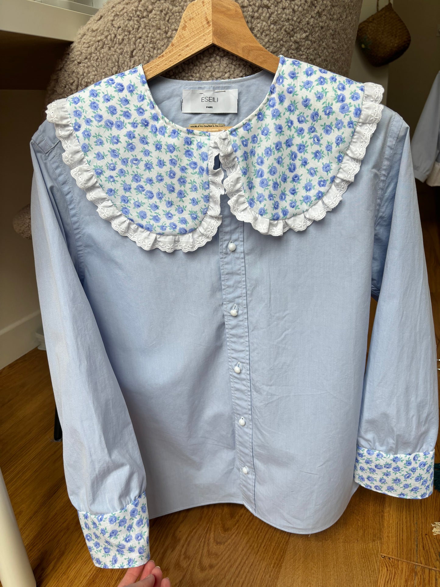 Solange col Xl fleurs bleues