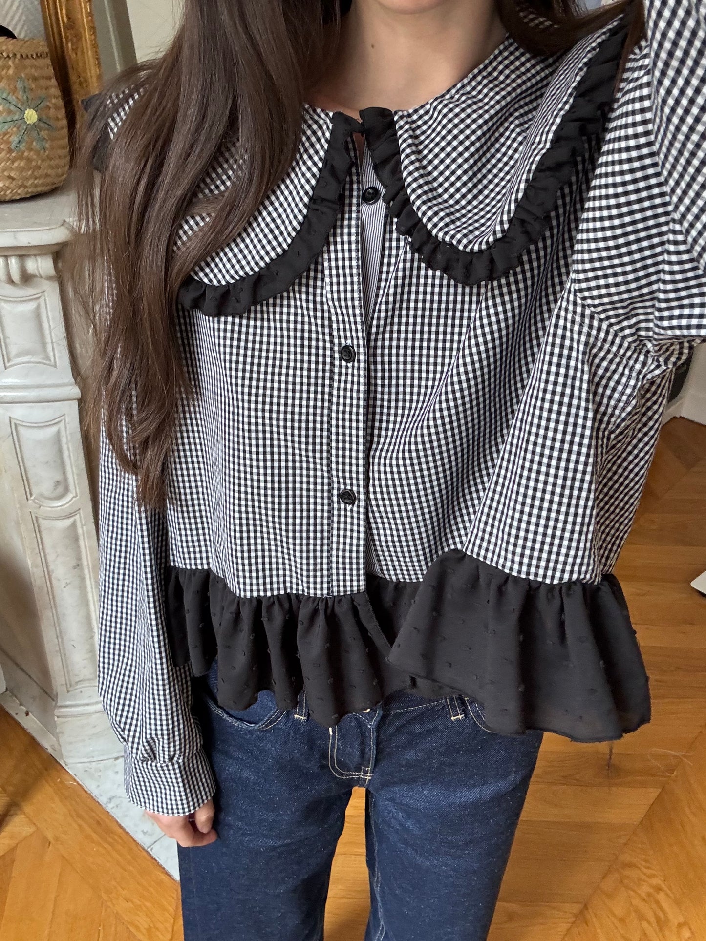 Col XL Vichy noir et blanc