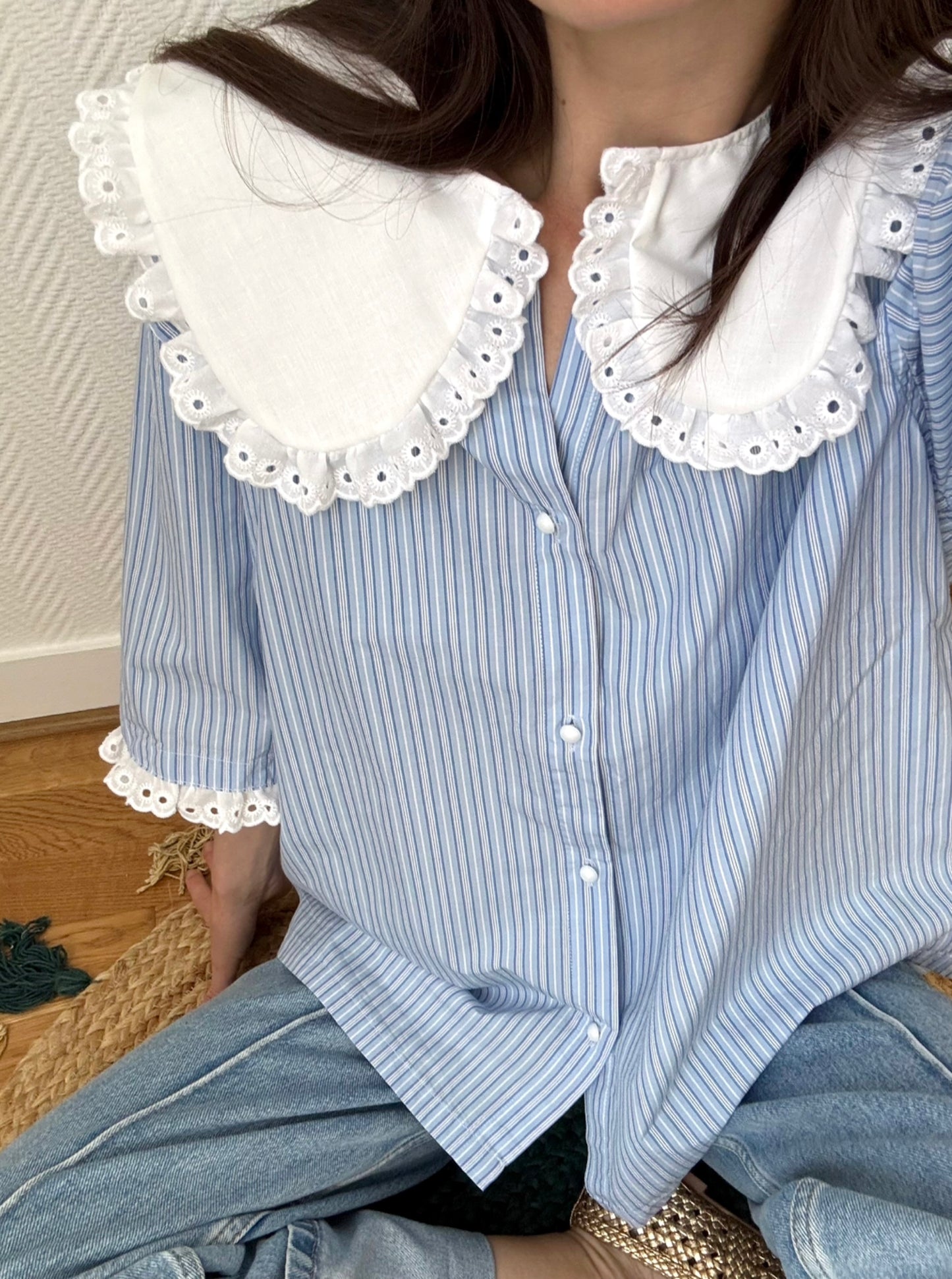 Solange col XL bleu rayée