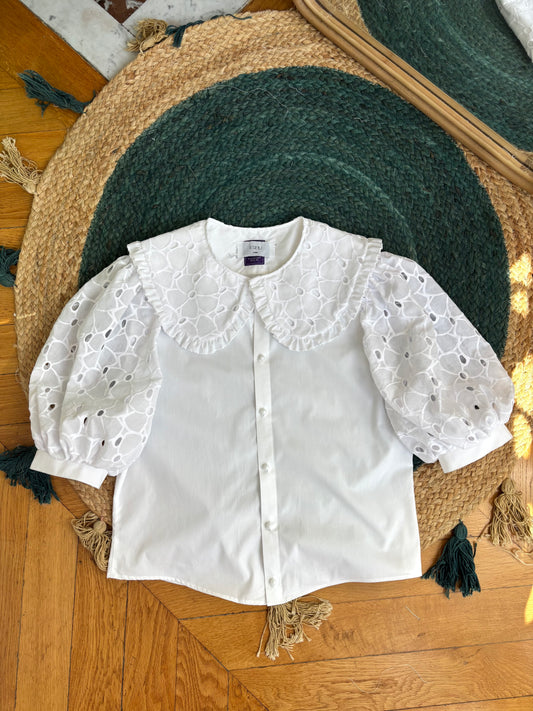 Elise col XL et broderie anglaise blanche