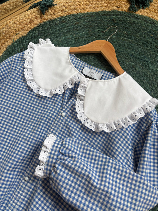 Solange col XL Vichy bleu et blanc