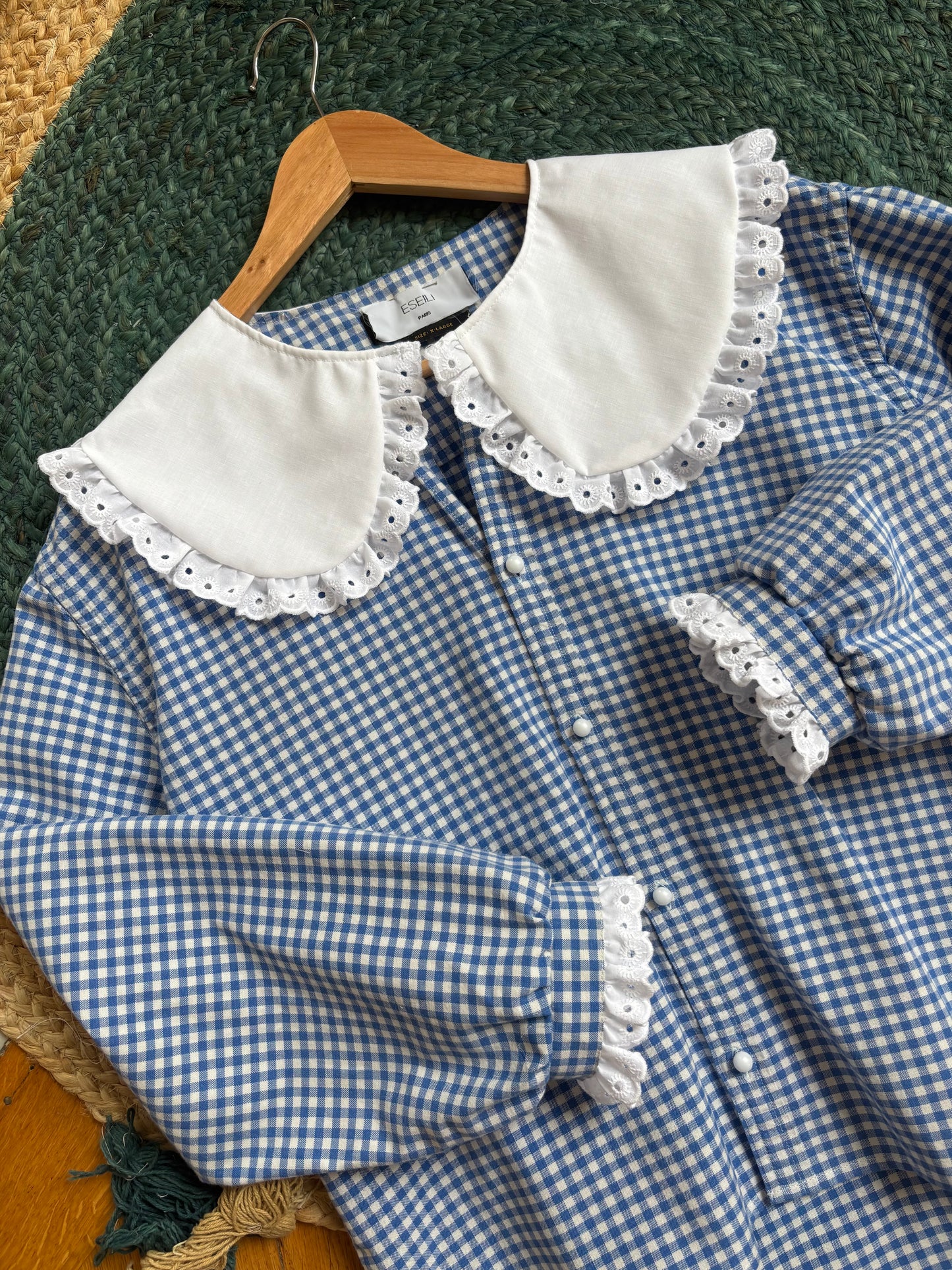 Solange col XL Vichy bleu et blanc