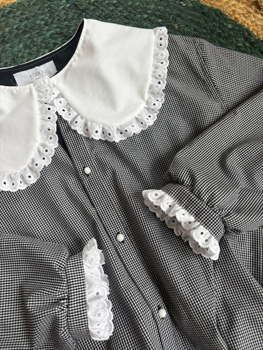 Solange col XL Vichy noir et blanc