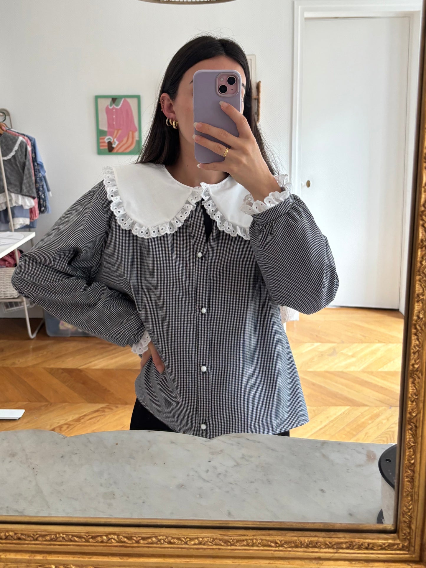 Solange col XL Vichy noir et blanc