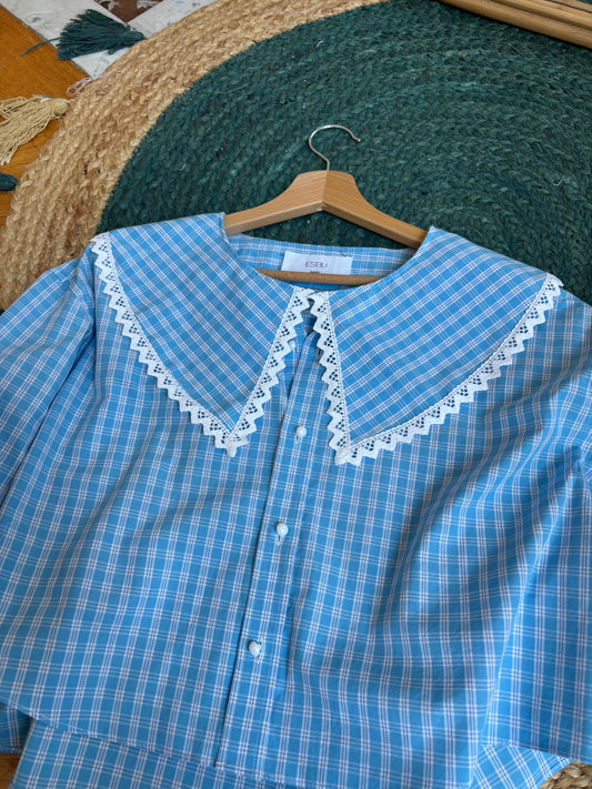 Solange col XL carreaux turquoises
