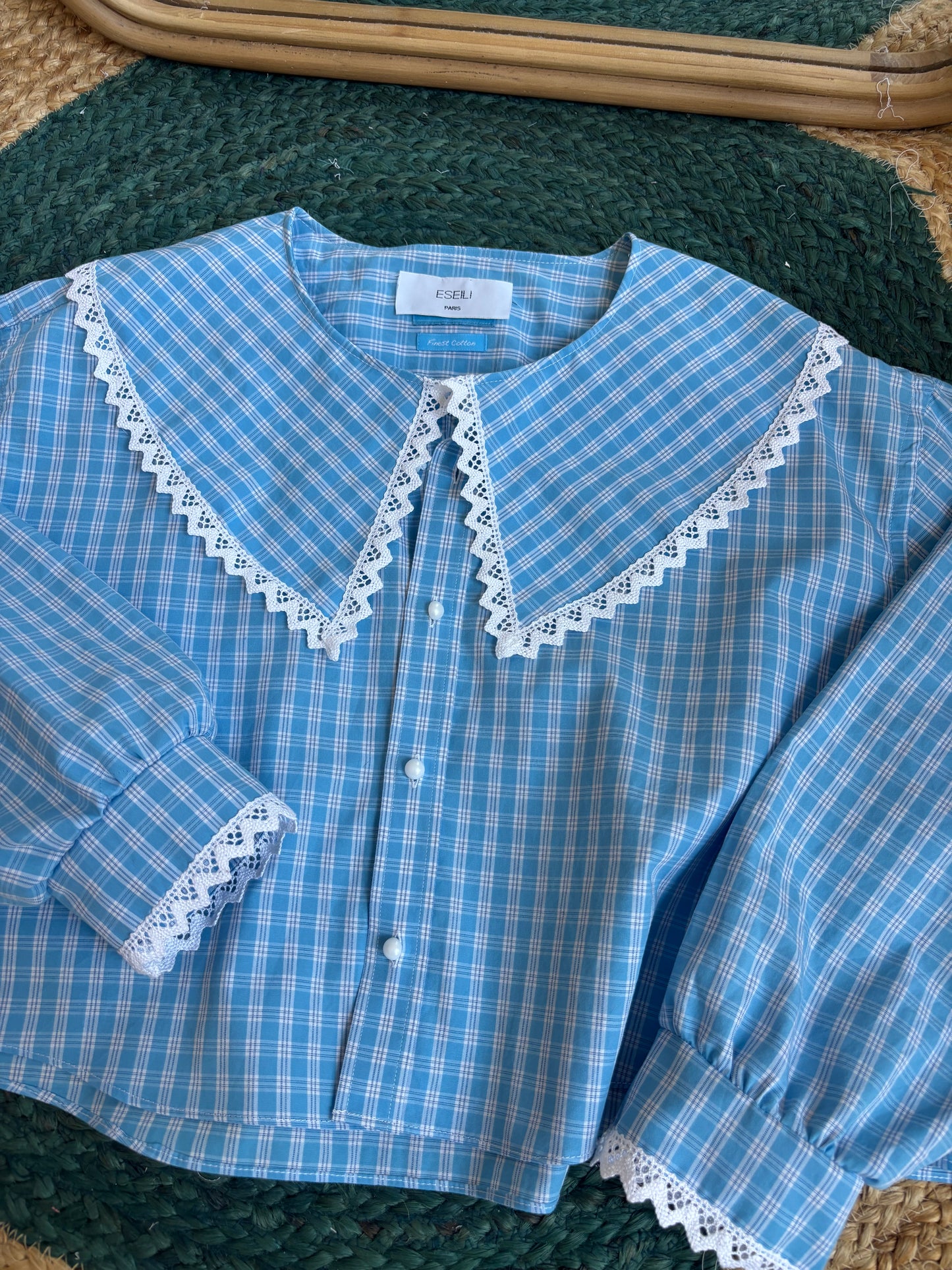 Solange col XL carreaux turquoises