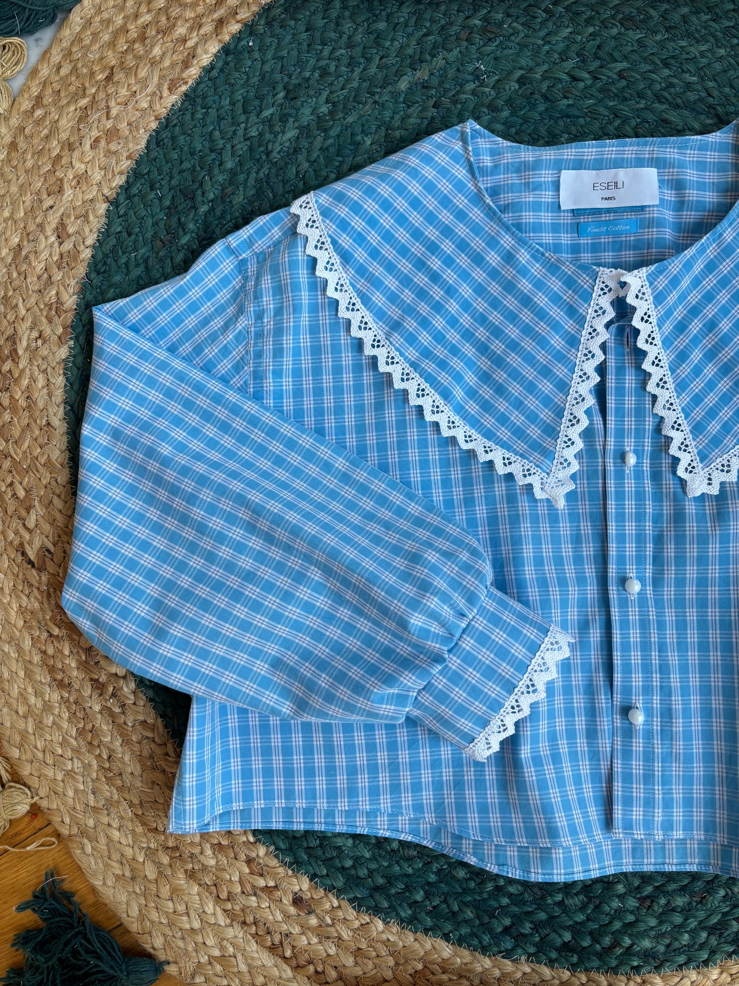 Solange col XL carreaux turquoises