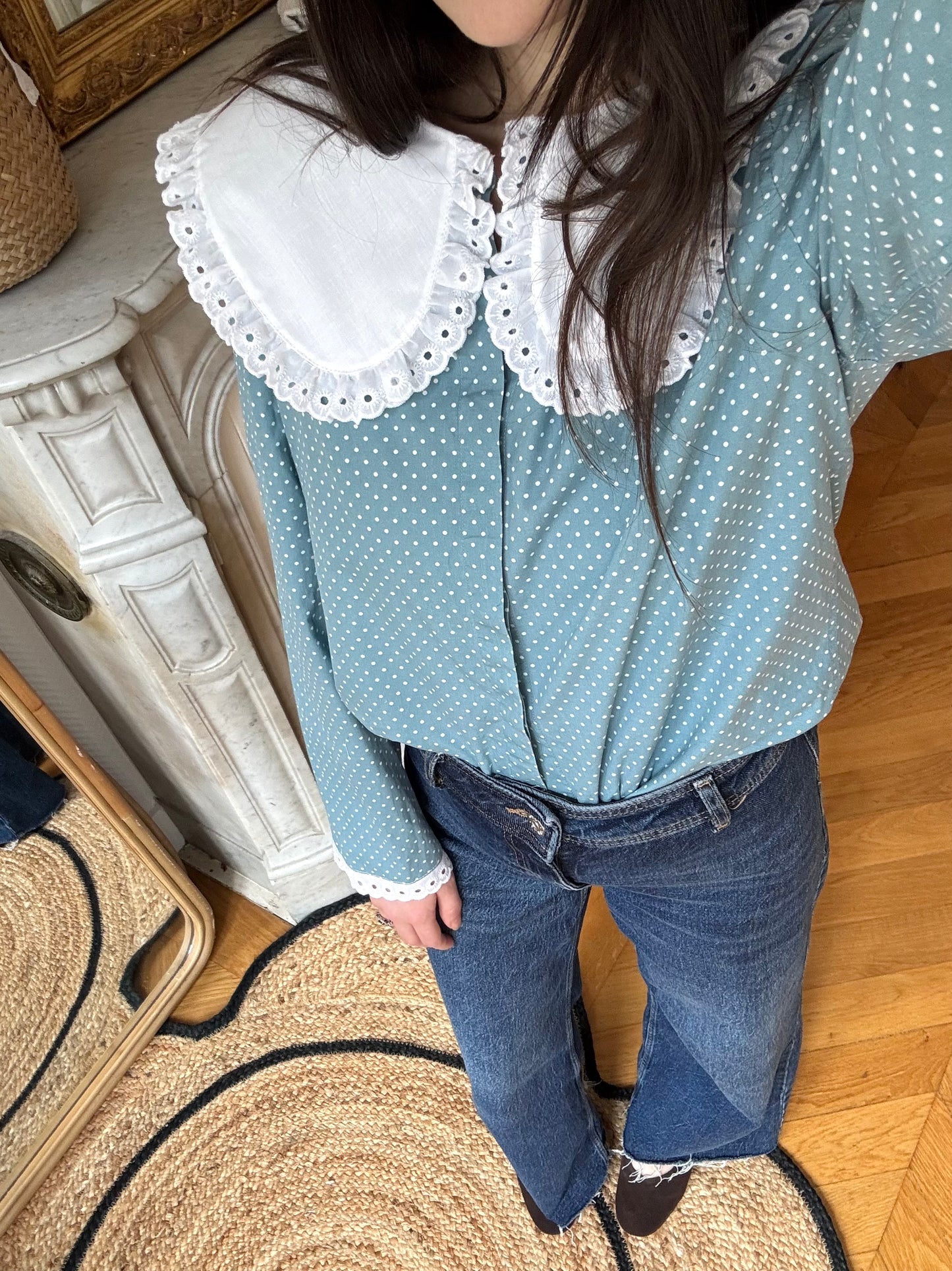 Blouse Solange bleue à pois