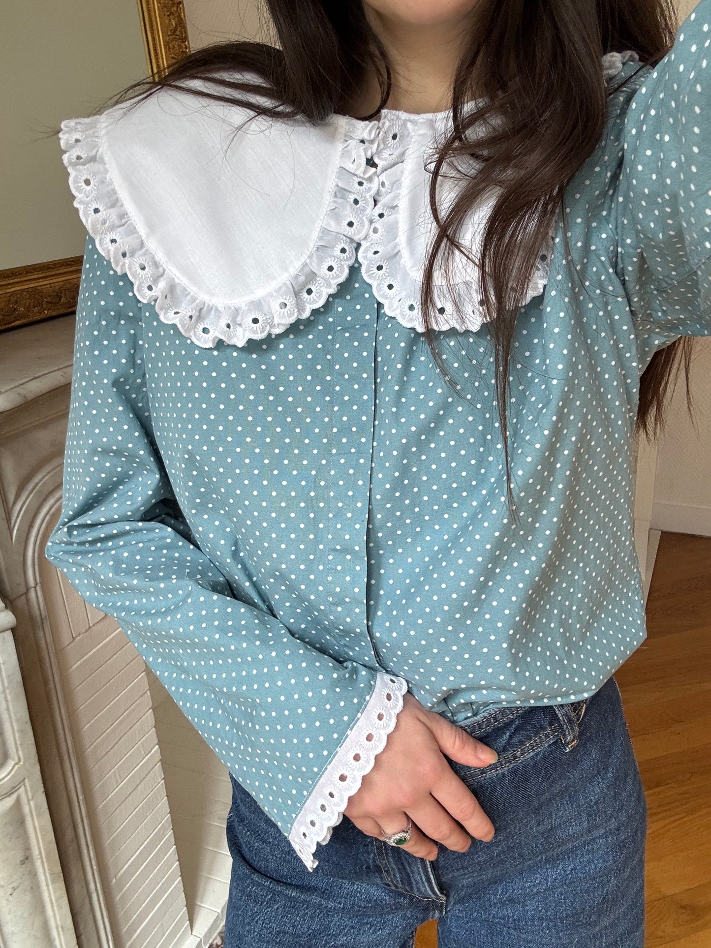 Blouse Solange bleue à pois