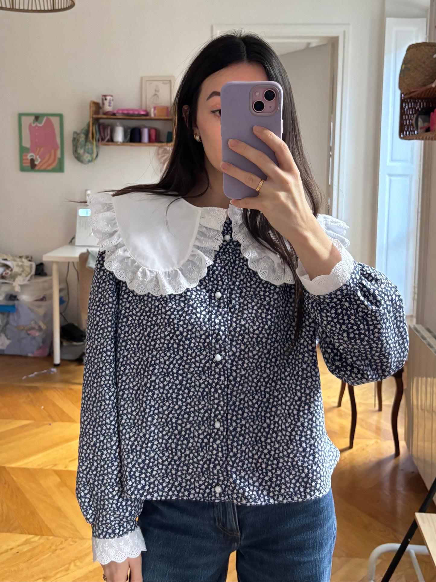 Blouse Solange col XL à fleurs