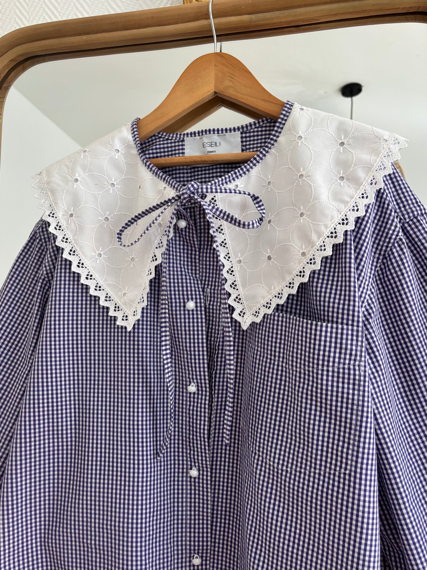 Solange col XL broderie vintage vichy violet