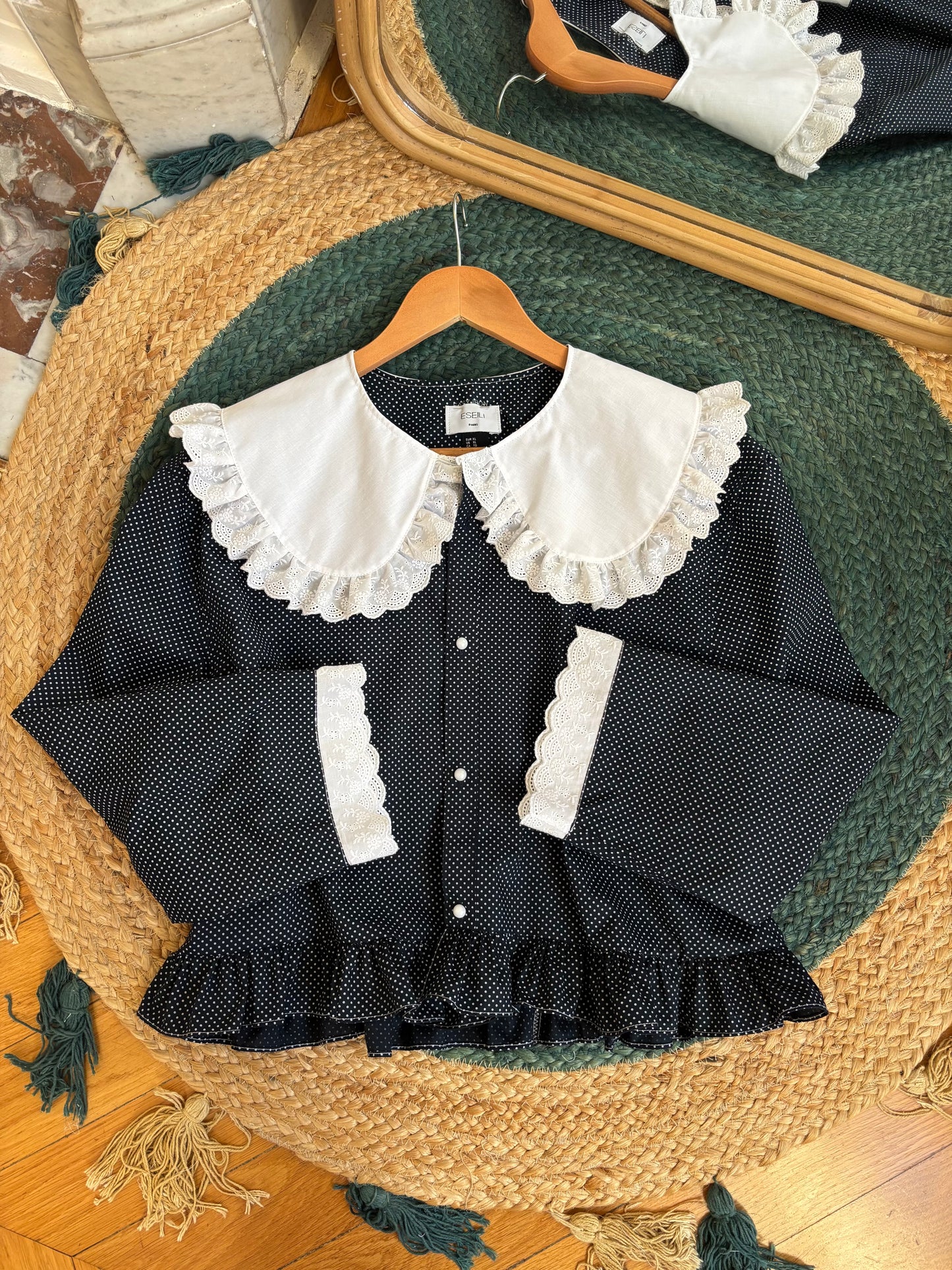 Solange col XL marine à pois