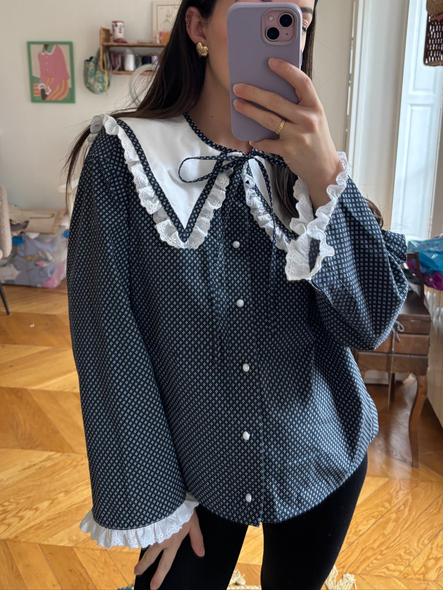 Blouse col XL à motifs