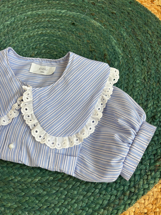 Solange col Xl crop bleu